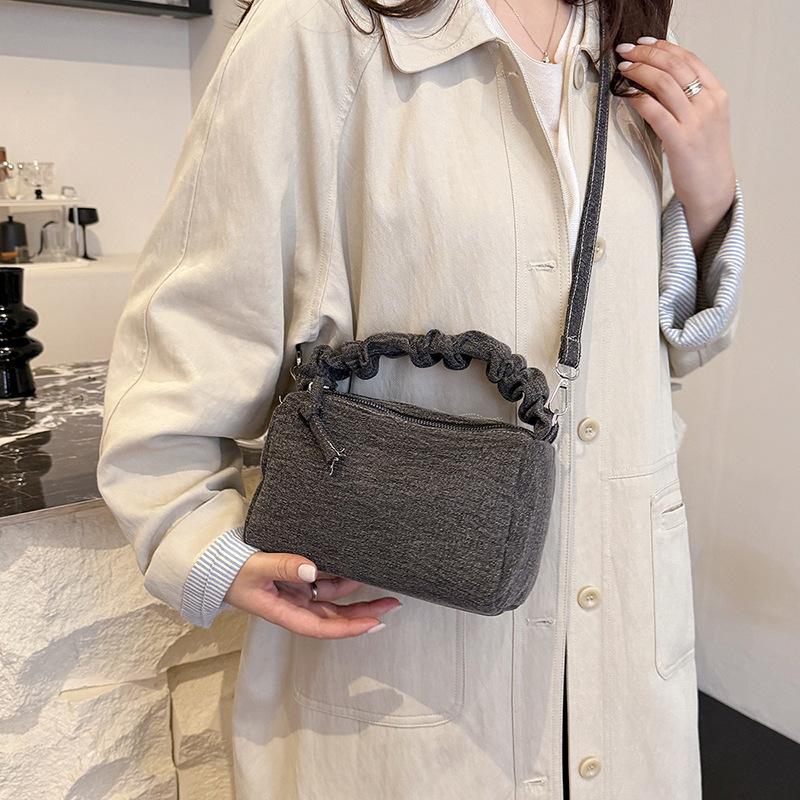 Korean Style Denim Crossbody Bag for Fashiable Wrinkled Stitching Shoulder bags Comfortable and Versatile Texture Storage Bags