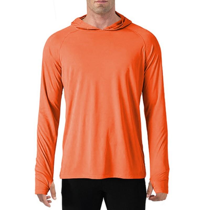 Mens Lightweight Hooded Fishing Shirt With Thumb Holes UPF 50 Sun Protection Quick-Dry Breathable Long Sleeve Outdoor