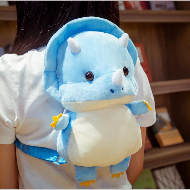 34cm Cute Plush Tyrannosaurus &Triceratops Backpack Toys for Children Cartoon Animal Dinosaur Schoolbag Kawaii Gift for Kids