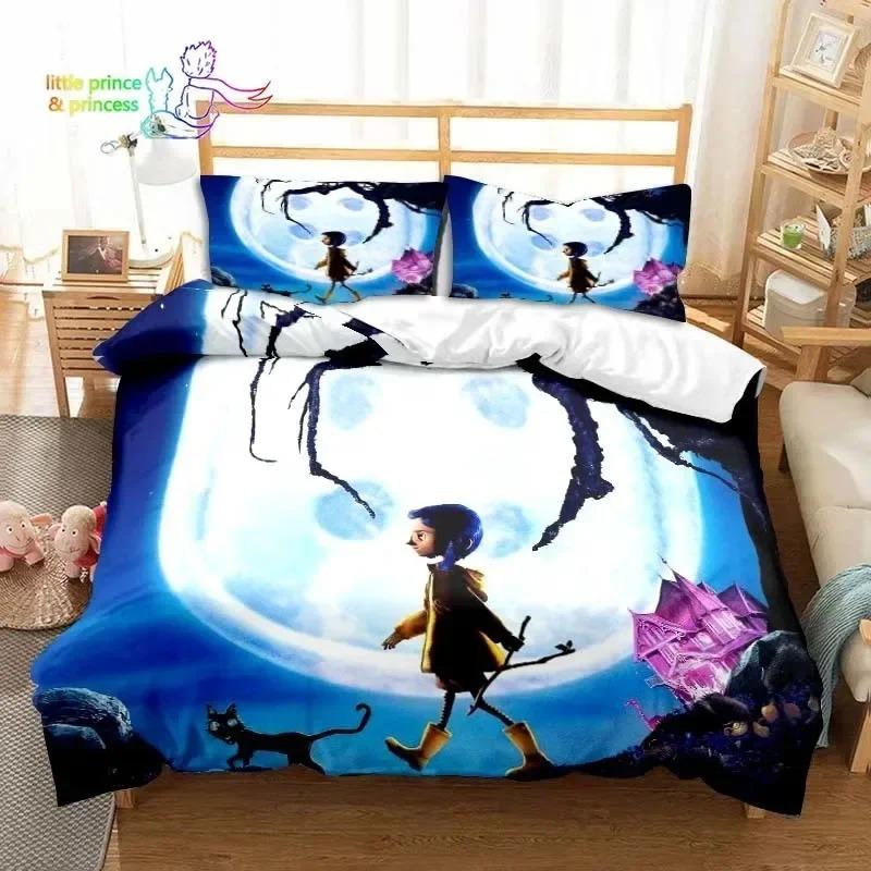 Coraline Cartoon Print Home Meisje Beddengoed Set Eenpersoons Twin Volledig Queen King Maat Bed Set Volwassene Kind Slaapkamer Beddengoed Cadeau EU Single 135x200cm