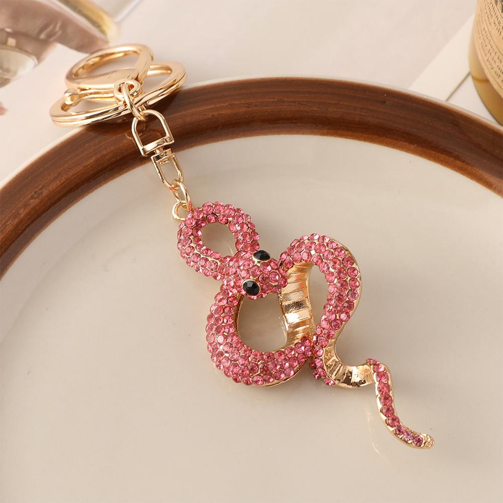 Snake Keychain Crystal Rhinestone Key Ring Women's Handbag Pendant Souvenir Gifts for Family and Friends