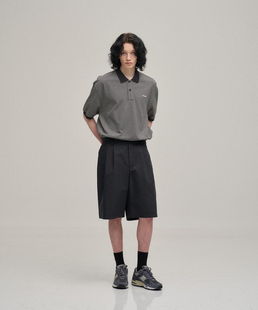LE TIGRE Two Tuck Banded Shorts (Almost Black)
