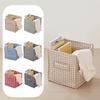 Quilted Fabric Desktop Storage Box Plaid Print Sundries Storage Basket Desk Organizer