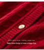 Women's 100% Pure Cashmere Cable Knit Rabbit Button Cardigan, Autumn/Winter 2025 Collection, Round Neck, Loose Fit Sweater Coat.