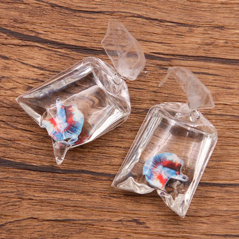 1Pcs 24*53MM DIY Transparent Resin Simulation Goldfish Pendant Jewelry