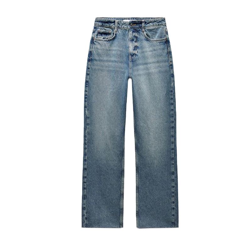 Spring New Women's Clothing Metal Button Decoration Multi-Color Selection Straight High Waist Casual Denim 6164059