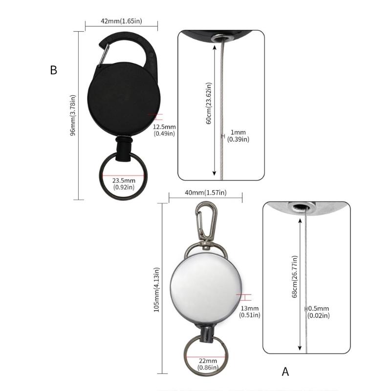 Badges Holder Retractable Clip Badges Reel Retractable Keychains Carabiner Badges Clip Lanyards Badges Holder