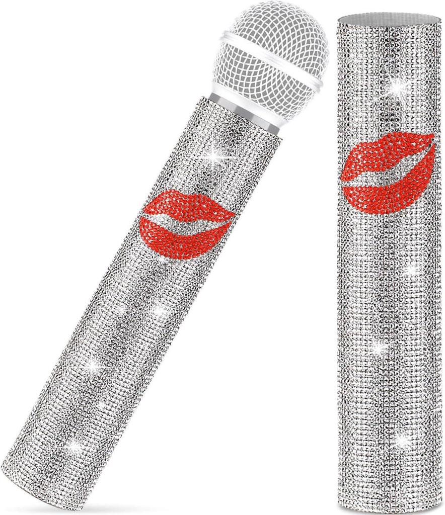 Rhinestone Diamond Microphone Cover for Children's Performance (Prop Only, Mic Not Included)