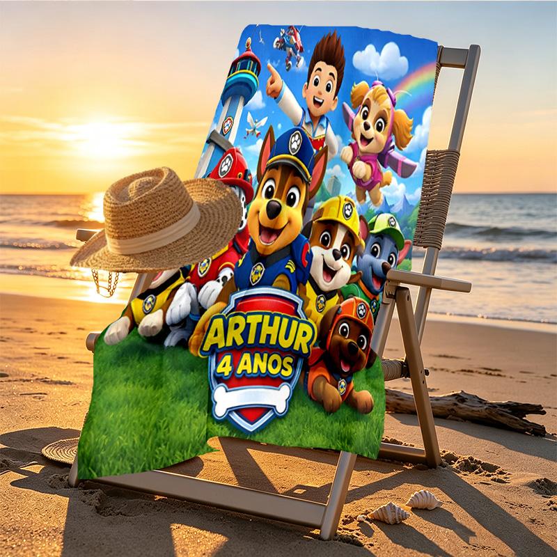 PAW Patrol Print Beach Towel Design, Soft, Lightweight. for Home Bathroom, Spa, Pool, Yoga, Surfing, Camping, Gift for Family, Friend