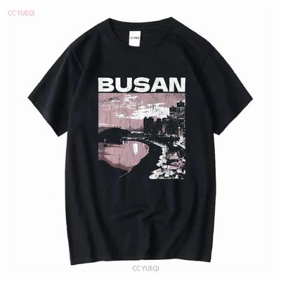 Busan T Shirt Pigment Dyed Vintage Black Korea Korean Streetwear Kpop Merch South Long or Short Sleeves Vintage Washed