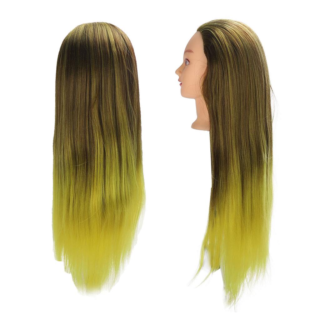 Hair Braiding Head Simulation Compact Hairdressing Mannequin Head with Ink Yellow Hair for Hairdresser