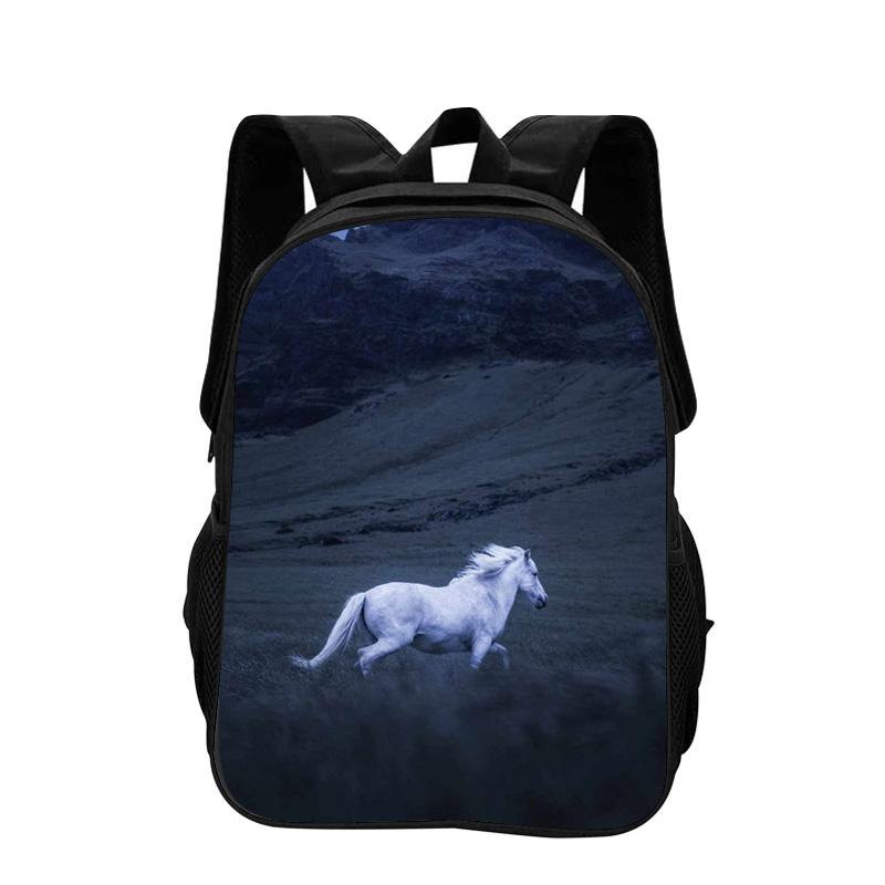 Horse Backpack Animal Horse 3D Printed Large Capacity New Handsome Casual Backpack for Primary and Secondary School Students