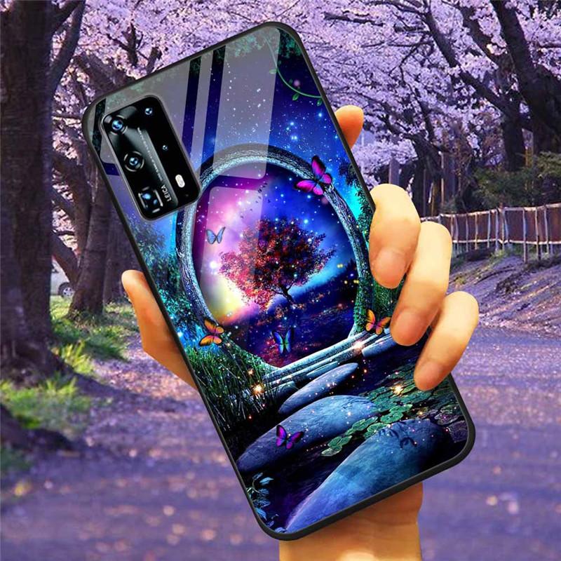 For Huawei P40 Lite / P40Pro Case P 40 Tempered Glass Starry Marble Hard Back Cover for Huawei P40 Pro / P40Lite E Cases Coque
