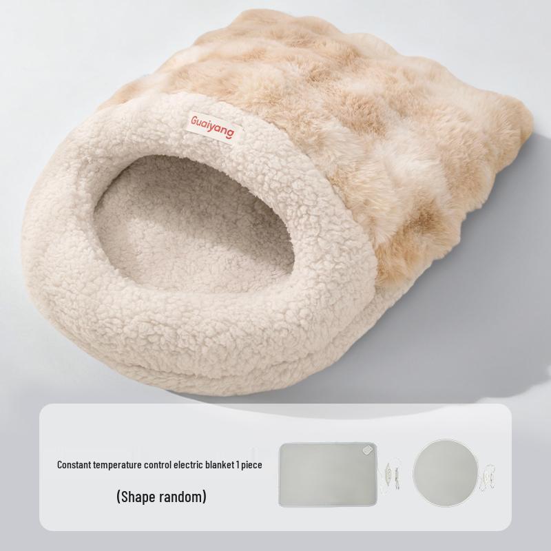 Cozy Semi-Enclosed Cat & Dog Sleeping Bag Bed - Winter & All-Season Use