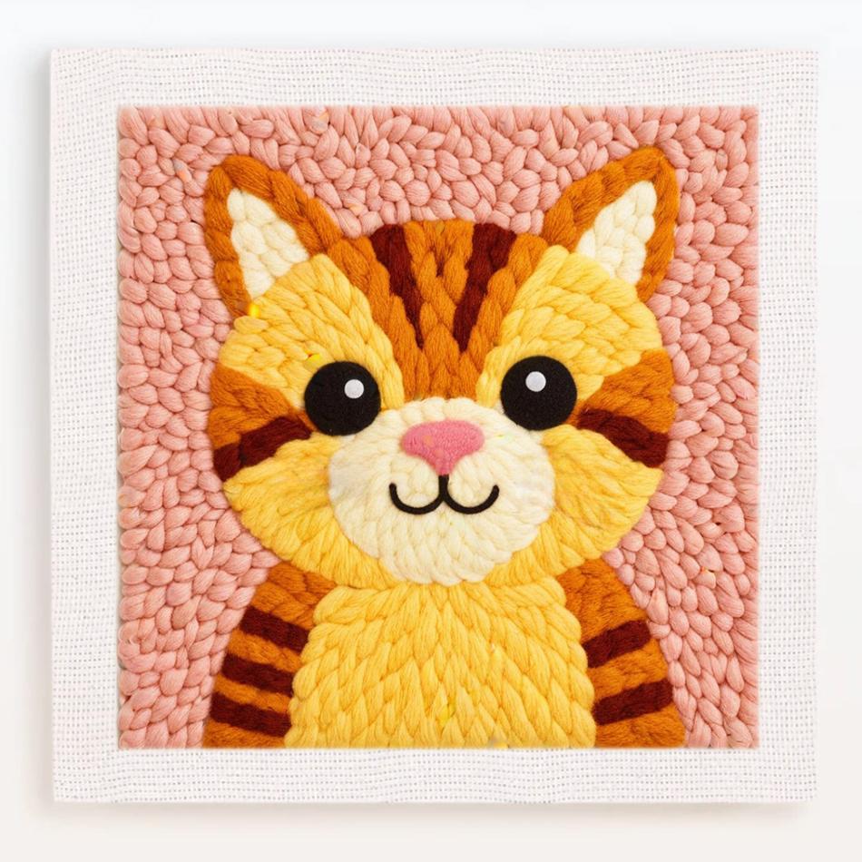 

Frame Diy punch needle embroidery set Playful Cat Embroidery Punch Needle Kit Cuddly Cub Sewing Diy Embroidery Poke Handmade