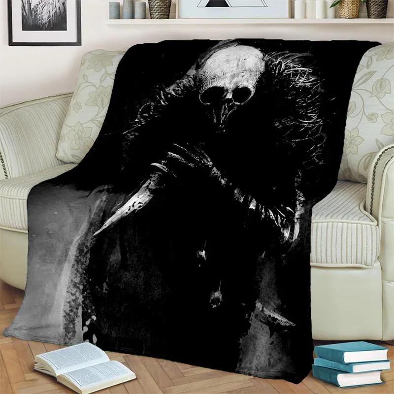 Gothic Horror Skull Ghost Cartoon Blanket Soft Throw for Home Bedroom Bed Sofa Picnic Travel Office Cover Kids