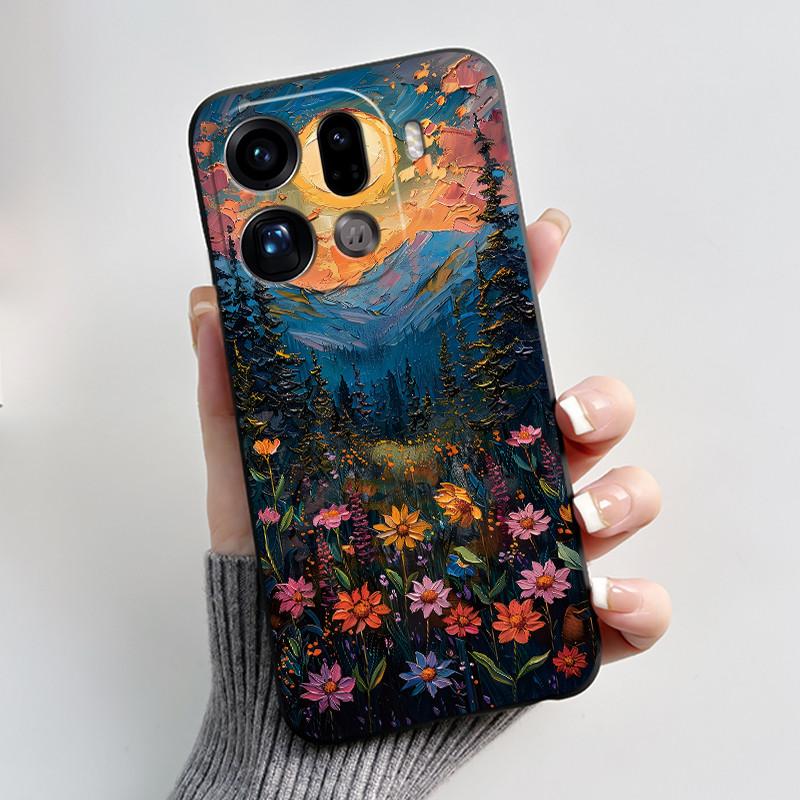 Phone Case For LG Q61/K61 Soft Silicone Black Case Ins Style Popular Pattern Moonlight Love Tree LMQ630N LMQ630 Casing
