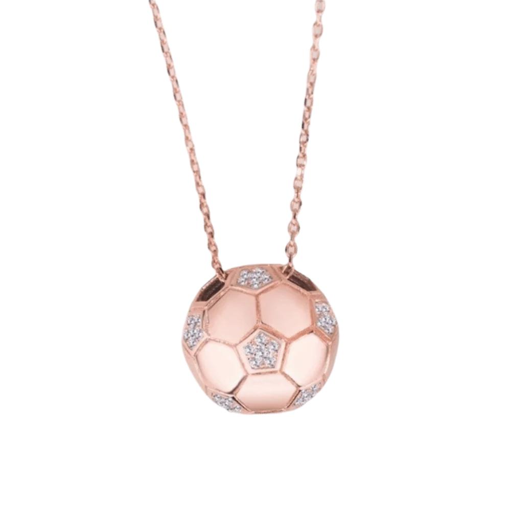 Exquisite Rhinestone Football Necklace 3D Jewelry Football Pendant Choker Hip Hop Clavicle Chain Soccer Necklace Gift