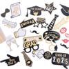 25pcs Congratulation 2025 Photo Booth Props Black Gold Dress Up Costume Mask  Party Favors