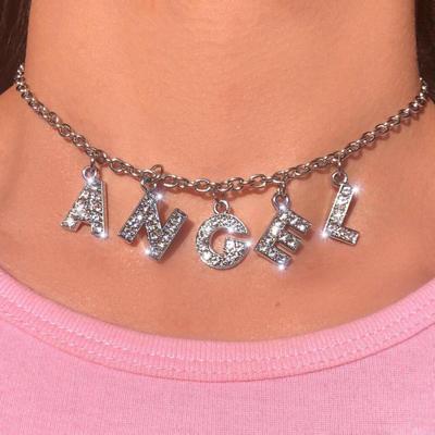 Bohem Kadın Harf Melek Bebek AMOUR DADDY Rhinestone Çift Hediye Kolye Ucu Gerdanlık