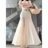 Huge good-looking suspender dress women's high-end sense elegant summer new white long skirt bohemian vacation dress