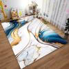 Marble Texture Carpet with Gold and Blue Abstract Art Design Suitable for Use As an Anti-slip for Living Room Bedroom Sofas