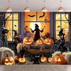 1 piece of Halloween photo background banner - Spirit witch pumpkin and haunted house scenezyc
