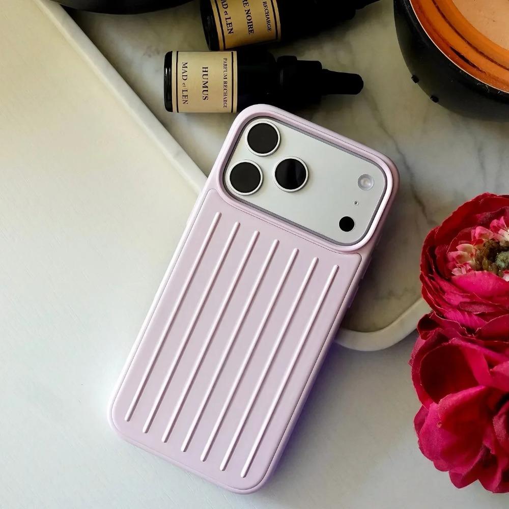 Business 3D Aluminum Alloy Corrugated Stripe Stylish Case For IPhone 17 Pro Max 16 15 14 13 Advanced Minimalist Solid Color Sle Luggage Non-Slip Cover