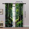 2pcs   Popular Curtain Panels Green Forest Print Versatile 100% Polyester (without rod) All Seasons Use for Kitchen Living Room