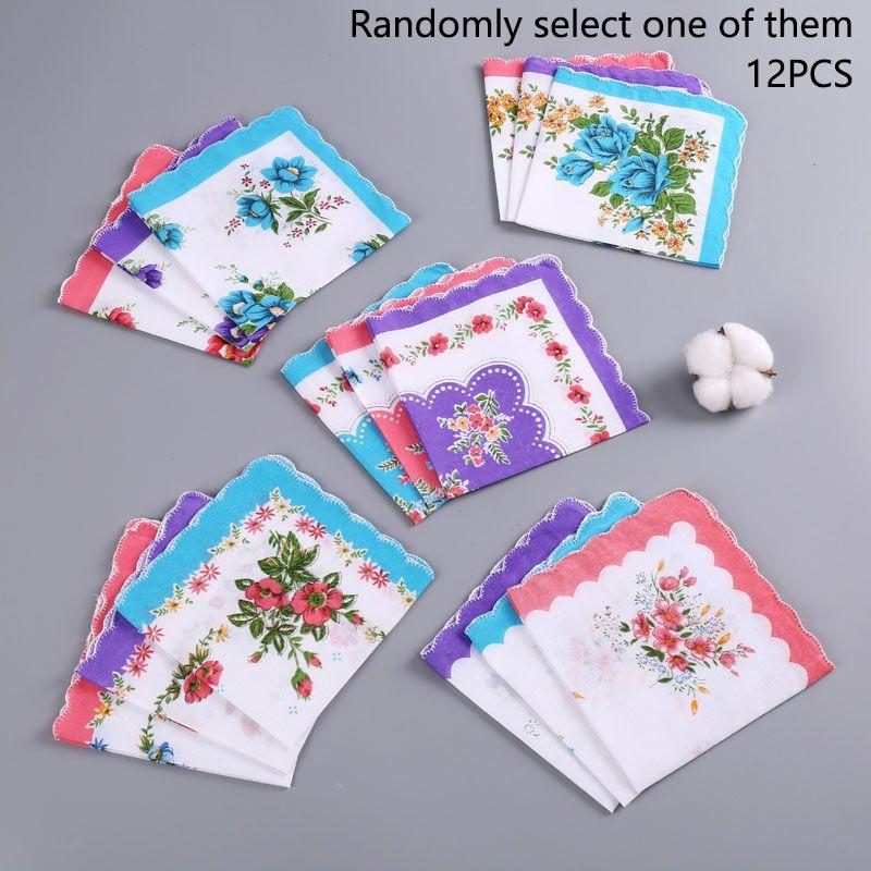 

12 упаковок женских носовых платков из чистого хлопка с принтом, носовые платки из чистого хлопка, свадебные сувениры для невесты, брюки с клапанами-карманами ска