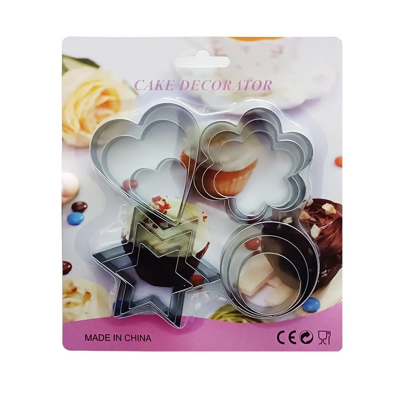 

Набор из 12 геометрических формочек для печенья в форме круга и сердца - инструменты для выпечки из нержавеющей стали Stainless Steel Original Color