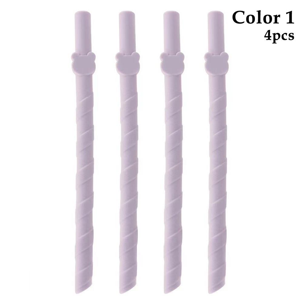 4Pcs Children's Milk Tea Straight Straws Food Grade Reusable Straws Creative Silicone Straws