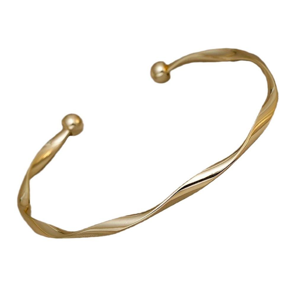 Charm Gold Silver Color Bangles for Women Minimalism Fashion Twisted Couple Cuff Bracelet New Trendy Jewelry Girls Wedding Gift