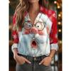 Women's Christmas Santa Blouse, Elegant Shirt Collar Design, Vintage Holiday Office Wear, Fall Winter Work Daily Fashion