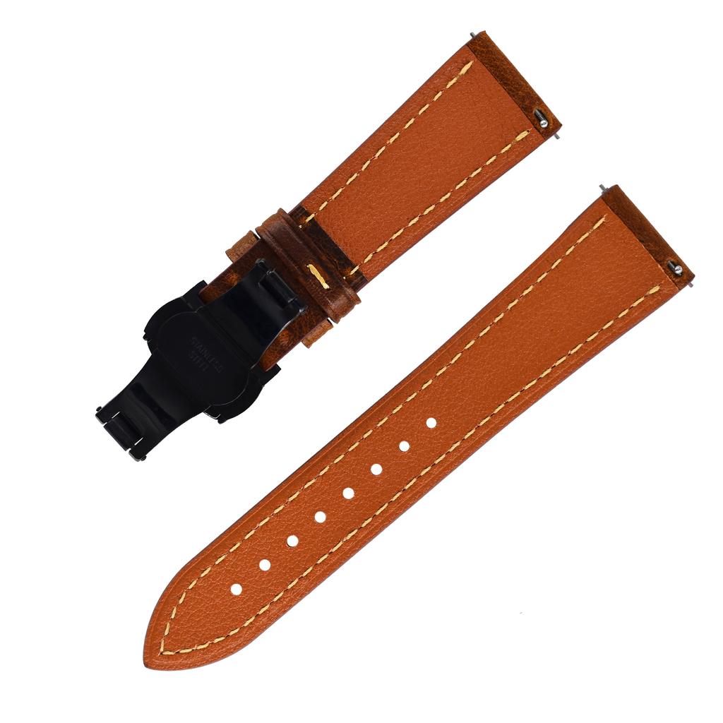 Supply Butterfly Buckle Strap, Retro Color-Changing Leather Quick-Release Interface Strap Bracelet.
