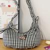 Korean Small Fresh Plaid 2025 Summer New Niche Pleated Nylon Dumpling Bag Ins Armpit Bag