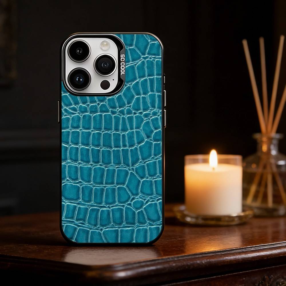 Crocodile Skin Phone Case Color Silver Shell For IPhone 17 16 15 14 13 12 11 Pro Max Plus