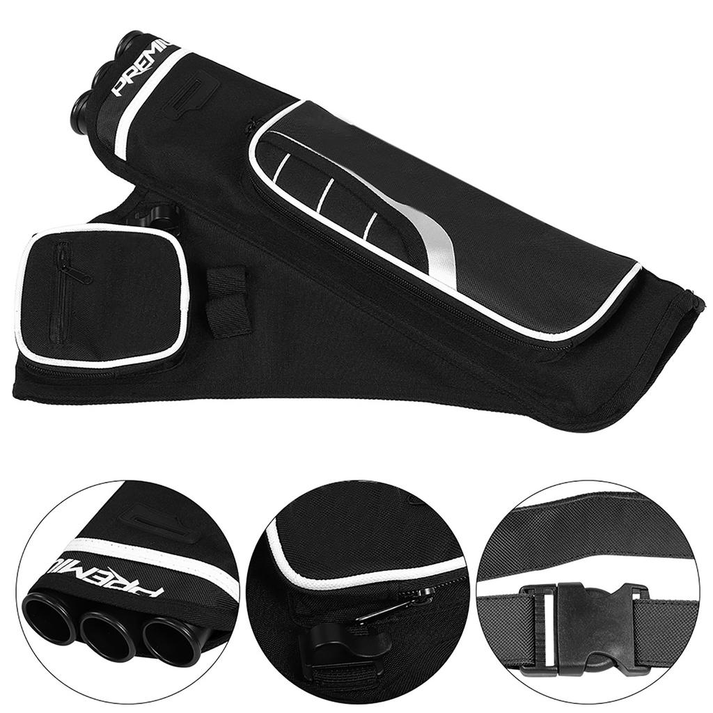 Archery Arrow Quiver Holder 3 Tubes Back Waist Shoulder Bag Pouch Bow Target(black)