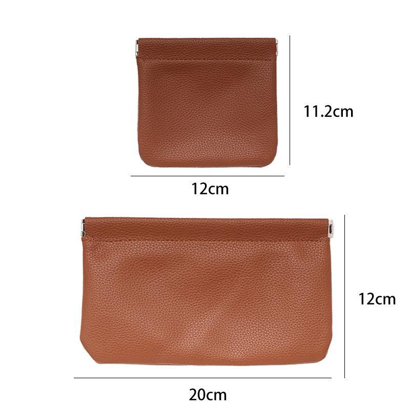 Women's Simple Solid Color Lychee Pattern Snap-Closure Coin Purse & Lipstick Bag