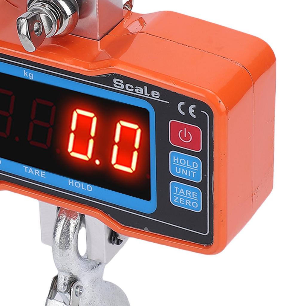 Digital Crane Scale 1000kg 2200lbs 0.8in 5 Digit LED Screen Electronic Hanging Scale with Remote Control for Farm Construction Site