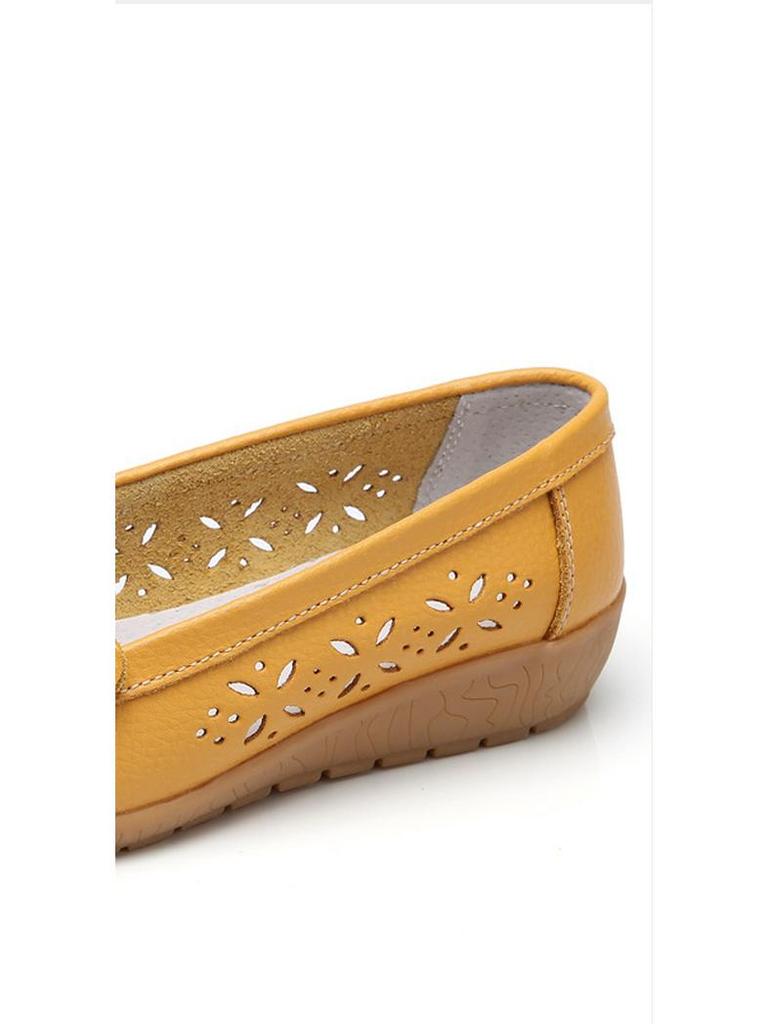 Summer Soft Wedge Leather Shoes for Middle-Aged and Elderly Women – Breathable Design