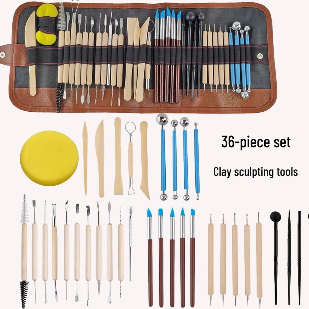 Wooden Pottery & Polymer Clay Sculpting Knife Set - DIY Pottery Tools