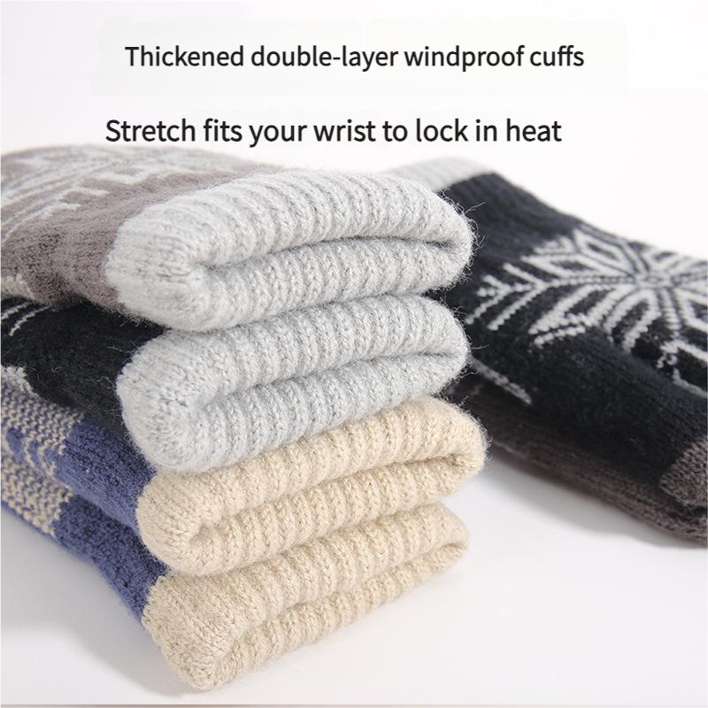 Winter Warm Gloves Double Thickness Blended Finger Gloves Neutral Cold Proof Cycling Gear For Extreme Cold Weather