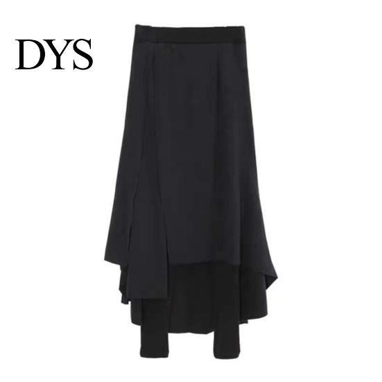 Pencil Pants Skirt High-Waist Elastic Waistband Irregular Split Hem Thickened Leggings Women Fake Two Piece Fleece Lining Maxi Skort