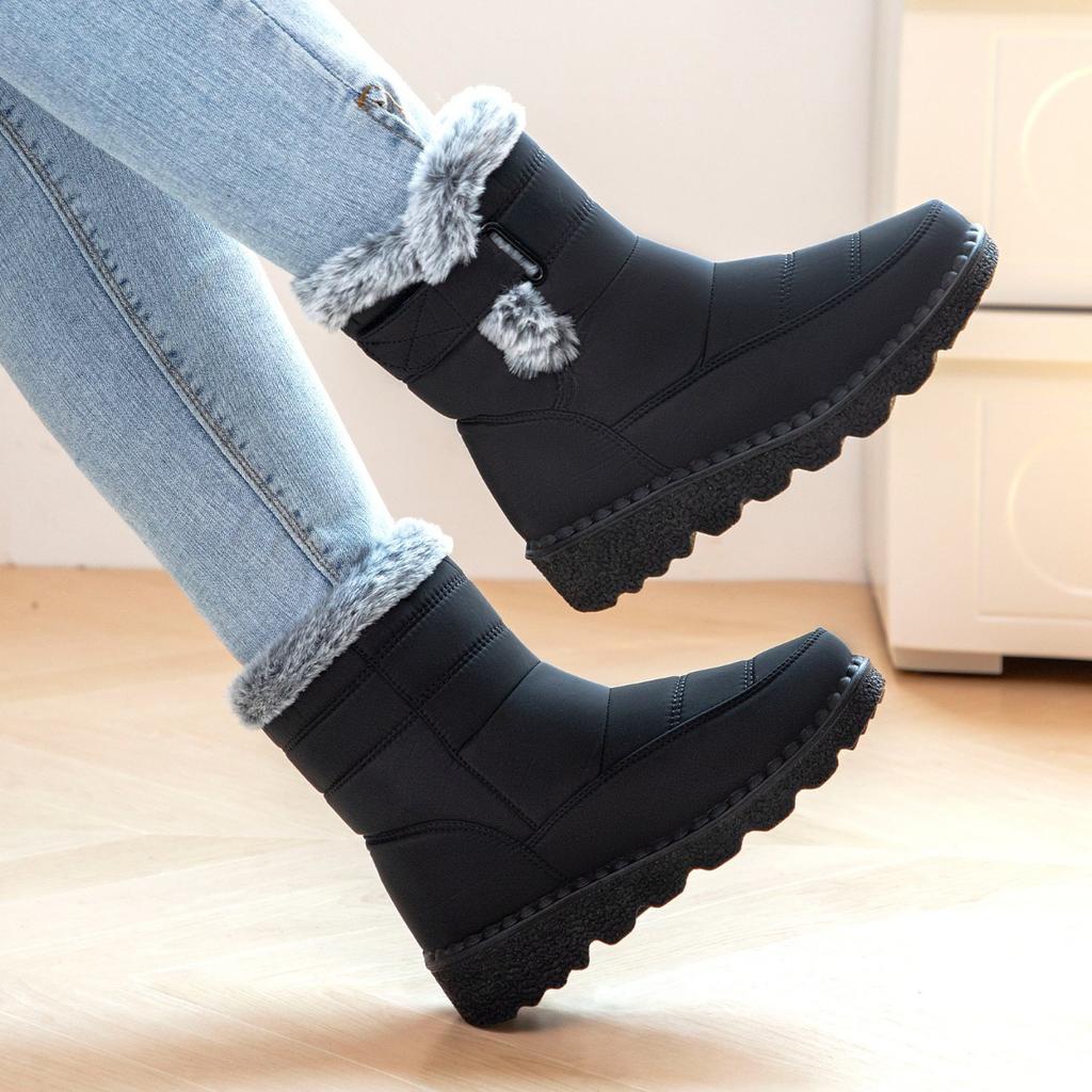 Cotton Shoes Women's Winter New Large Women's Snow Boots with Thick Velvet and High Top Casual Women's Boots