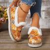 Fashion Halloween Flats Women Shoes Random Print Fur Warm Loafers 2025 New All Saints' Day Party Casual Cozy Cotton Shoes Mujer Zapatos
