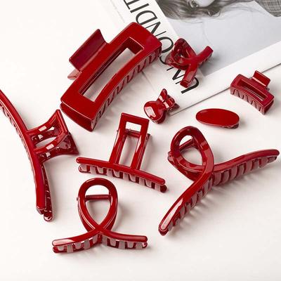 Korean Acrylic Red Geometric Hair Claw for Women Fashion Small Large Square Hair Crabs Clip Hair Clamps Hair Accessories