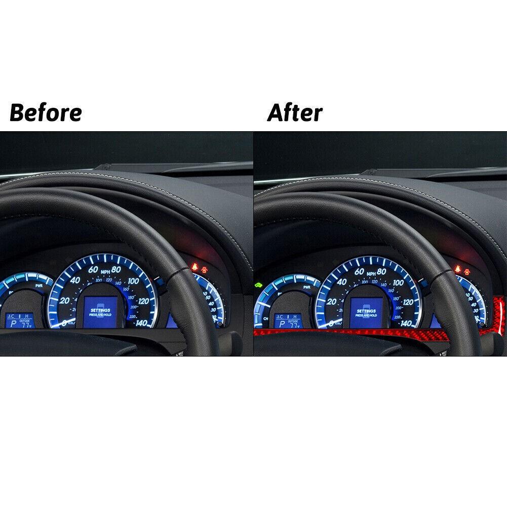 Red Carbon Fiber Interior Below Speedometer Cover Trim For Toyota Camry 2012-14