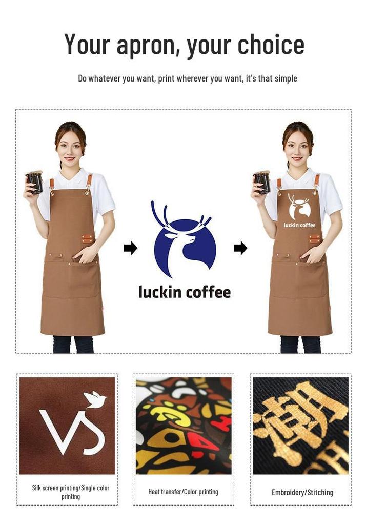 Waterproof Oil-Proof Canvas Apron for Work, Printing, Painting, Studio, Catering, or Advertising.