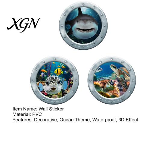 Bathroom Wall Decor for Kids 3Pcs Underwater World Sticker, Ocean Animals Decals, Peel And Stick Vinyl Fantasy Bubble Accents Stickers, 3D
